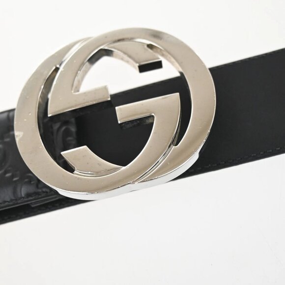 GUCCI Interlocking G Guccissima Signature Belt Size 80/32 Leather BK SHW - Picture 11 of 11